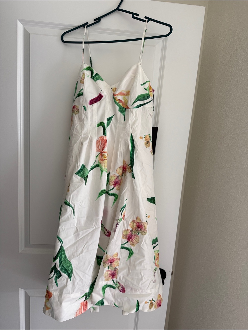 White House Black Market White Floral Spaghetti Strap Dress